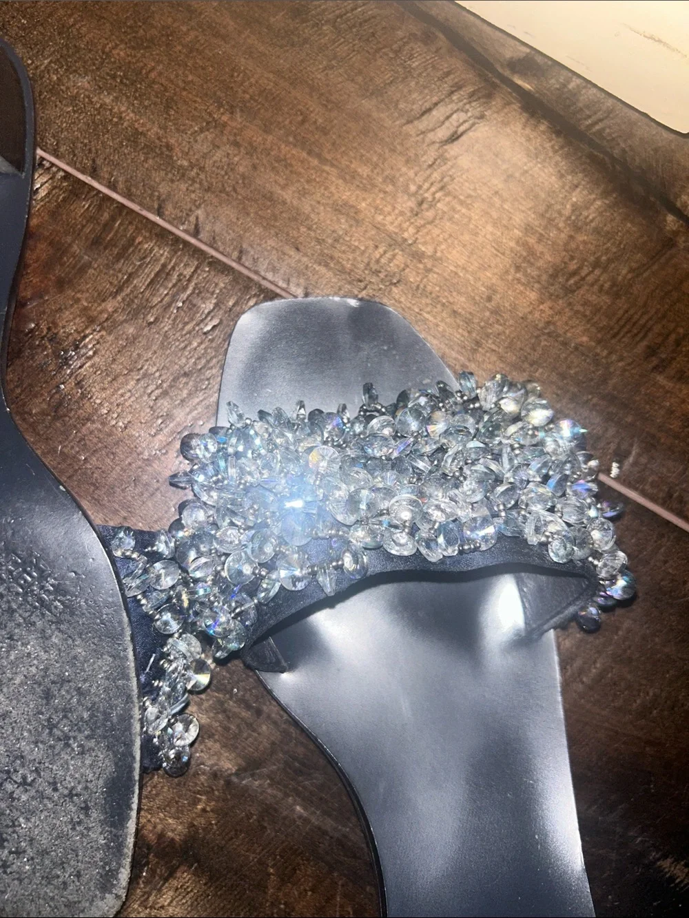 Tory Burch Embellished Blue Slide Sandal with Crystal Accent